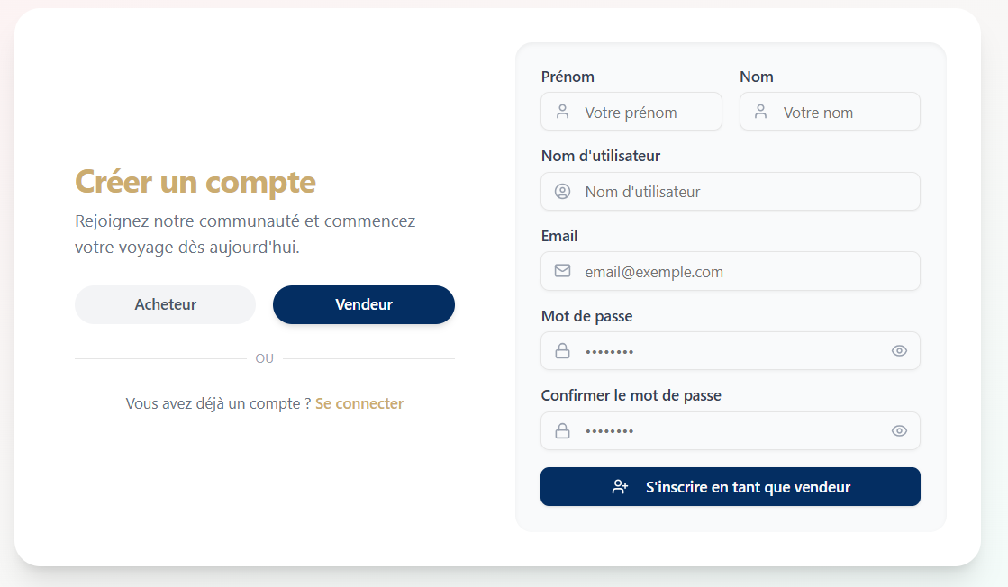 Page d'inscription